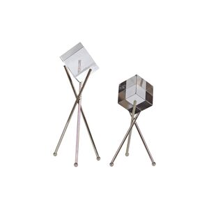 Cubo De Cristal Duplo Prata
