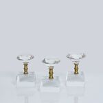 Cubo De Cristal Triplo Decorativo Dourado