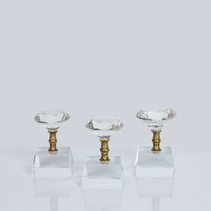 Cubo De Cristal Triplo Decorativo Dourado