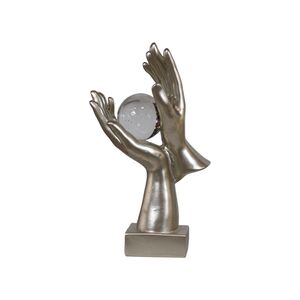 Enfeites Estatua Mão Segurando Uma Bola Cinza