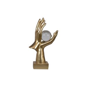 Enfeites Estatua Mão Segurando Uma Bola Dourado