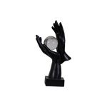 Enfeites Estatua Mão Segurando Uma Bola Preto