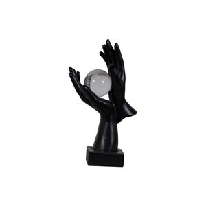Enfeites Estatua Mão Segurando Uma Bola Preto