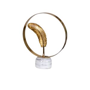 Escultura De Pena Decorativo Dourado