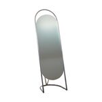Espelho Grande Oval De Base Reta Com Moldura Metal