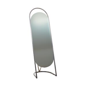 Espelho Grande Oval De Base Reta Com Moldura Metal
