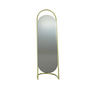 Espelho Grande Oval De Base Reta Com Moldura Metal