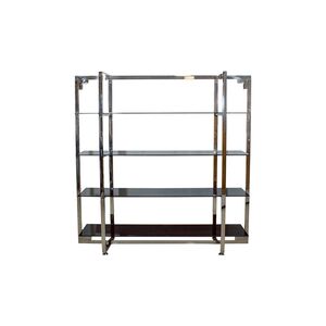 Estante De Inox Vidro Temperado Preto 450x1800MM