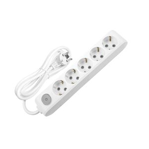 EXTENSÃO 5Mt-5 TOMADAS-COM INTERRUPTOR-Branco-MULTI-LET