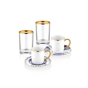 Kit de Chávenas para Café Turco Dourado e Azul