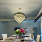 Lustre Cristal Dourado  Para Sala/Escritório 9x E14 40w