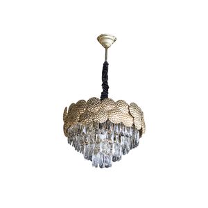 Lustre Cristal Dourado  Para Sala/Escritório 9x E14 40w