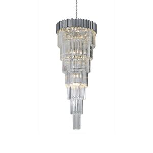 Lustre de Cristal Cascata Redondo para Escadas e Casas Pé Direito Cromo E14 800*2200cm-Avida