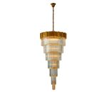 Lustre de Cristal Cascata Redondo para Escadas e Casas Pé Direito Dourado E14 800*2200cm-Avida