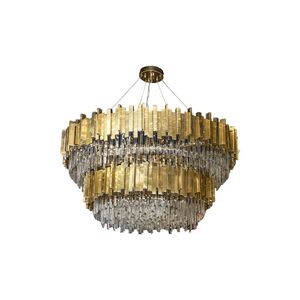 Lustre De Cristal Dourado Sala/Escritório 19x E14 40w