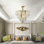 Lustre De Cristal Inox Dourado 15x E14 40w