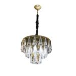 Lustre De Cristal Inox Dourado E Preto E14