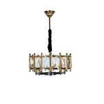 Lustre De Cristal Inox Dourado E Preto E14