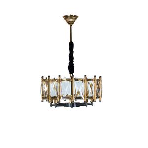 Lustre De Cristal Inox Dourado E Preto E14