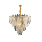 Lustre De Cristal Inox Dourado Sala/Escritório 9x E14 40w