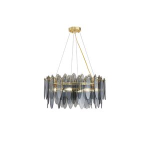 Lustre De Cristal Inox Para Sala/Escritório 10x E14 40w