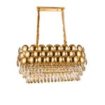 Lustre OVAL Dourado E14x12 Com Cristaisφ800*300mm