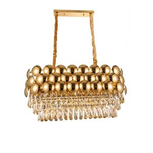 Lustre OVAL Dourado E14x12 Com Cristaisφ800*300mm