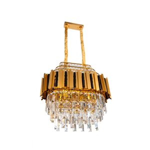 Lustre OVAL  Dourado E14x12 Com Cristaisφ800*H1000mm