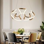 Lustre Pendente Moderno Curvas Dourado 72W Led 3CCT 450*1000-Avida