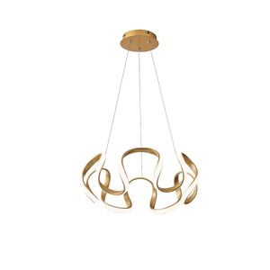 Lustre Pendente Moderno Curvas Dourado 72W Led 3CCT 450*1000-Avida