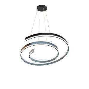Lustre Pendente Moderno Led Para Sala Quarto Curve Infinito Cromo 72W Led 3CCT  800*1000Avida