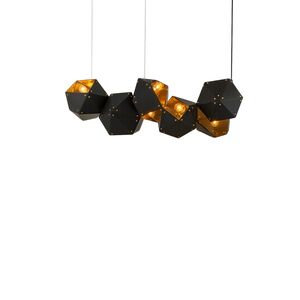 Lustre Pendente-Preto+Dourado D200*40*40-13*E14-Avida