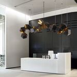 Lustre Pendente-Preto+Dourado D200*40*40-13*E14-Avida