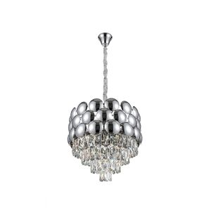 Lustre Redondo Cromada E14x8 Com Cristaisφ500*H1000mm