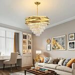 Lustre Redondo Dourado Com Cristais
