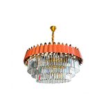 Lustre Redondo Dourado E14x13 Com Cristaisφ500*H1000mm