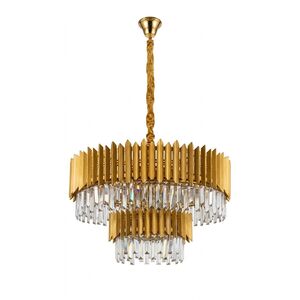 Lustre Redondo Dourado E14x13 Com Cristaisφ800*H1000mm