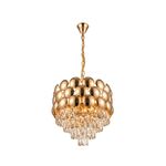 Lustre Redondo Dourado E14x8 Com Cristaisφ500*H1000mm