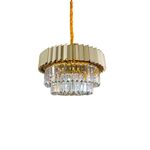 Lustre Redondo Dourado E14x8 Com Cristaisφ500*H1000mm