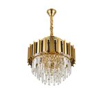 Lustre Redondo Dourado E14x8 Com Cristaisφ500*H1000mm