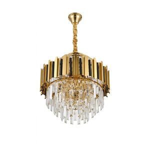 Lustre Redondo Dourado E14x8 Com Cristaisφ500*H1000mm