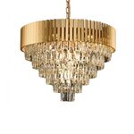 Lustre Redondo Dourado E14x8 Com Cristaisφ500*H1000mm