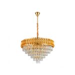 Lustre Redondo Dourado E14x8 Com Cristaisφ500*H1000mm