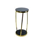 Mesa De Apoio Dourada E Vidro Temperado Preto