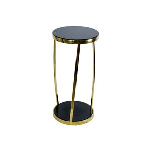 Mesa De Apoio Dourada E Vidro Temperado Preto