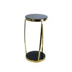 Mesa De Apoio Dourada E Vidro Temperado Preto