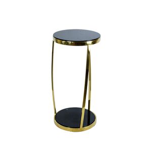 Mesa De Apoio Dourada E Vidro Temperado Preto