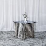 Mesa de canto para sala e escritório prateado e preto