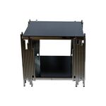 Mesa de canto para sala e escritório prateado e preto