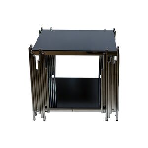 Mesa de canto para sala e escritório prateado e preto